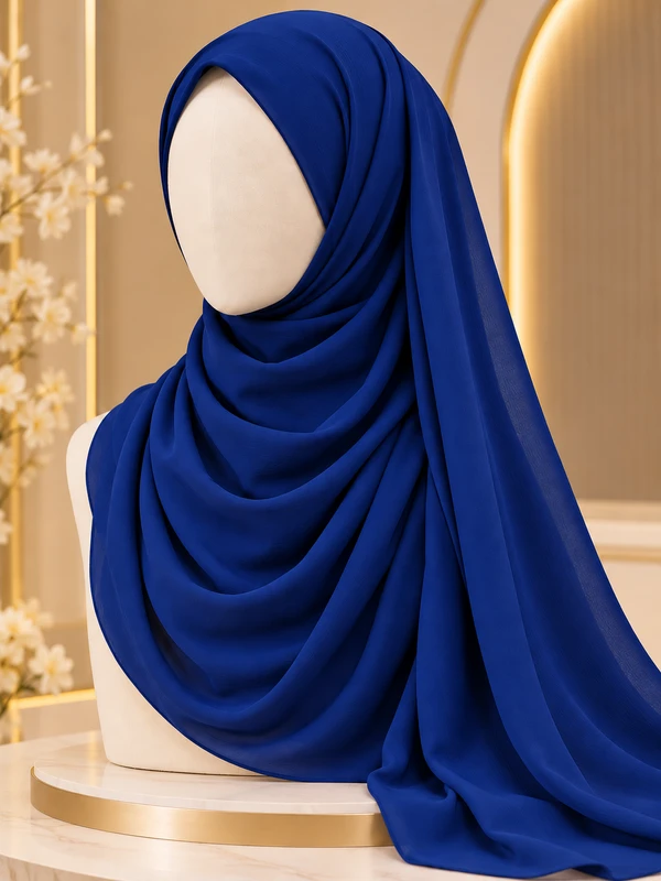 Royal Blue Georgette Hijab
